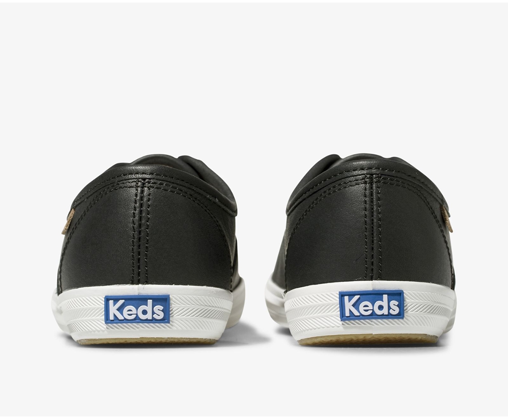 Πανινα Παπουτσια Γυναικεια - Keds Champion Luxe Δερματινα - Μαυρα - LAFYO2957